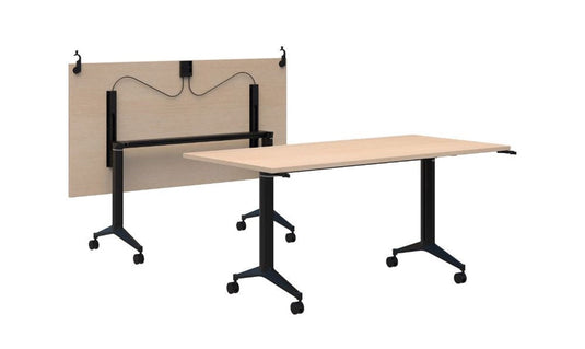 Jump Flip Meeting Table with Connectors - Black Base