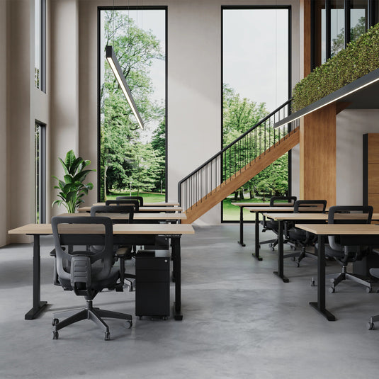 Pintari Straight Desk - Dual Motor Standing - White Base