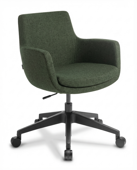 Green meeting chair with a black base on a white background