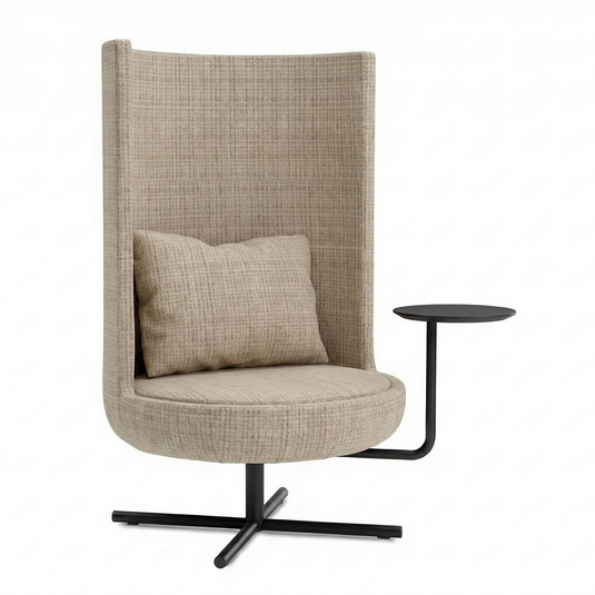 Modern armchair with a side table on a white background