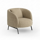 Beige armchair with black legs on a white background