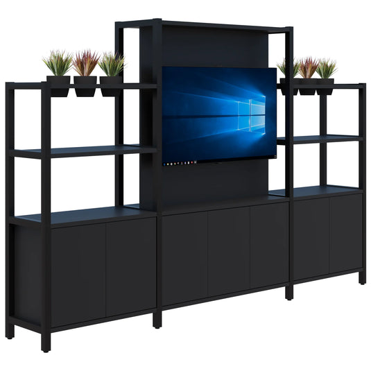 Accent Grid 40 TV/Planter Shelves with Artificial Plants