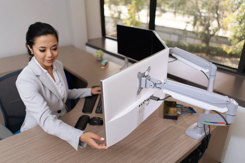 Load image into Gallery viewer, Kensington SmartFit One Touch Adjust Dual Monitor Arm
