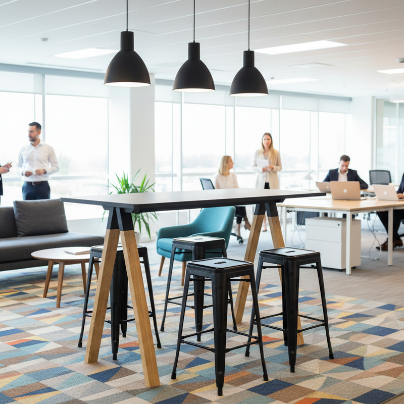 Load image into Gallery viewer, Modern office space with people working and interacting.
