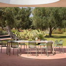 taupe outdoor extendable table and olive bistro outdoor chairs