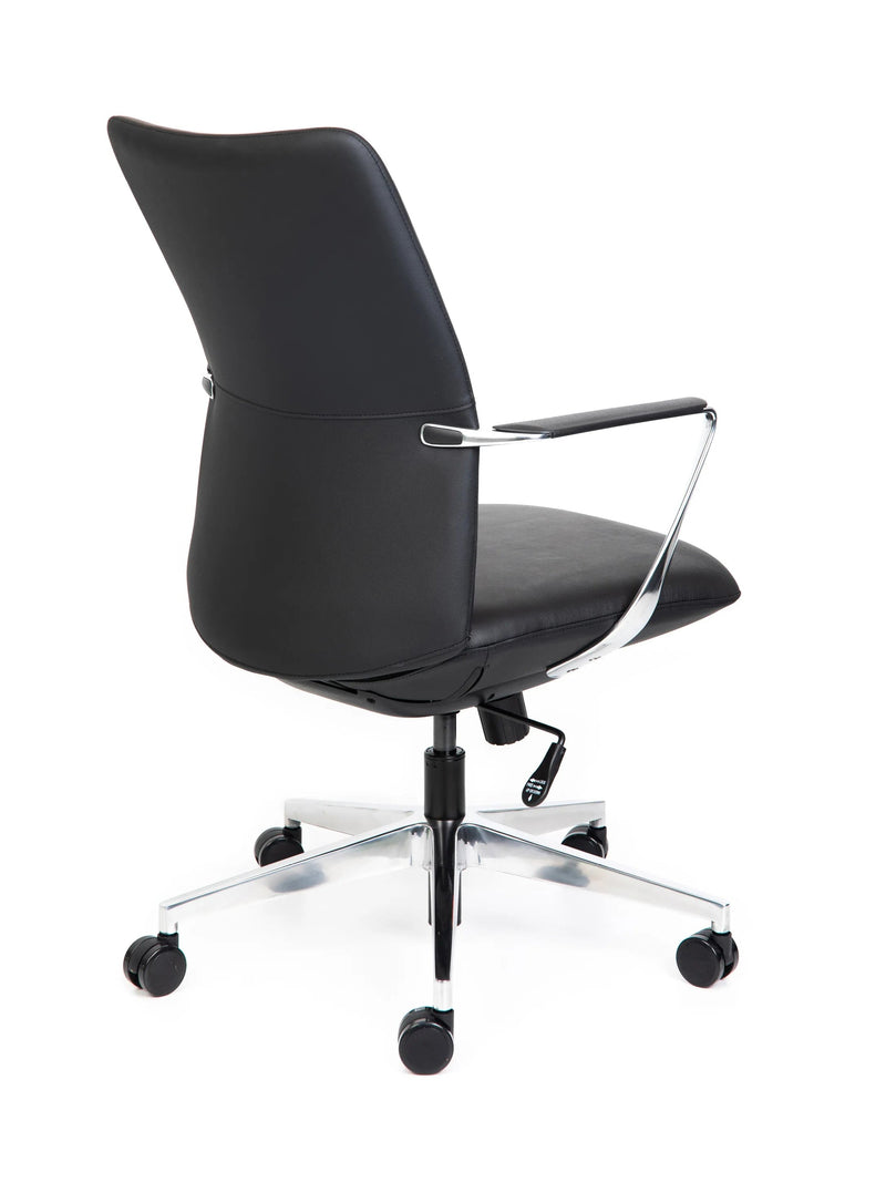 Load image into Gallery viewer, Black office chair with chrome base on a white background
