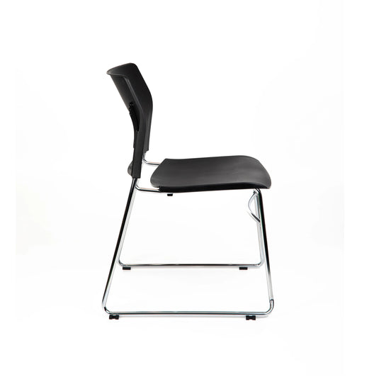 Black chair with transparent legs on a white background