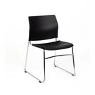 Black chair with chrome legs on a white background