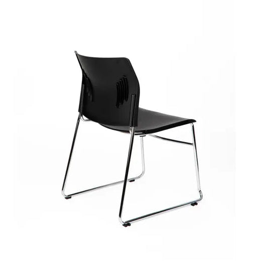 Black chair with a modern design on a white background