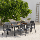 outdoor table and chairs with Italian courtyard
