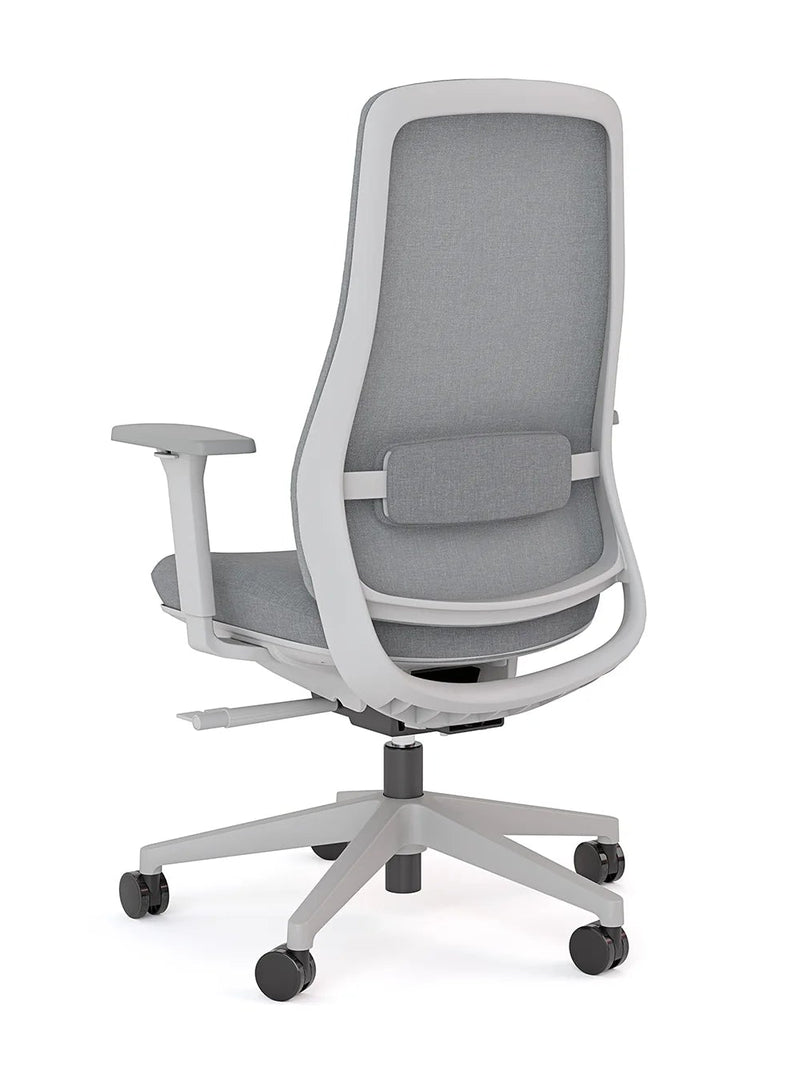 Load image into Gallery viewer, Gray office chair with mesh back on a white background
