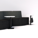 laptop table with bag hanger on modular soft seating. Perfect for university 