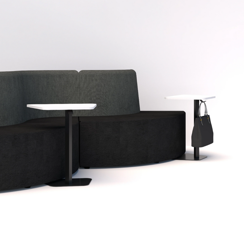 Load image into Gallery viewer, laptop table with bag hanger on modular soft seating. Perfect for university 
