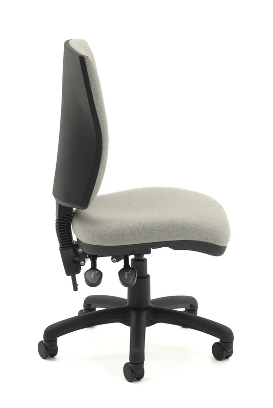 Gray office chair with black base on a white background Nova