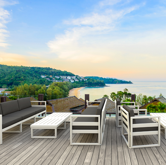 outdoor modular soft seating with coffee table