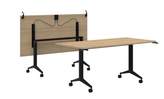 Jump Flip Meeting Table with Connectors - Black Base