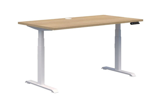 Pintari Straight Desk - Dual Motor Standing - White Base