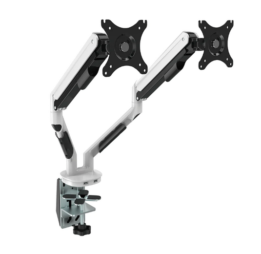 Cutlass Double Monitor Arm with USB Ports White