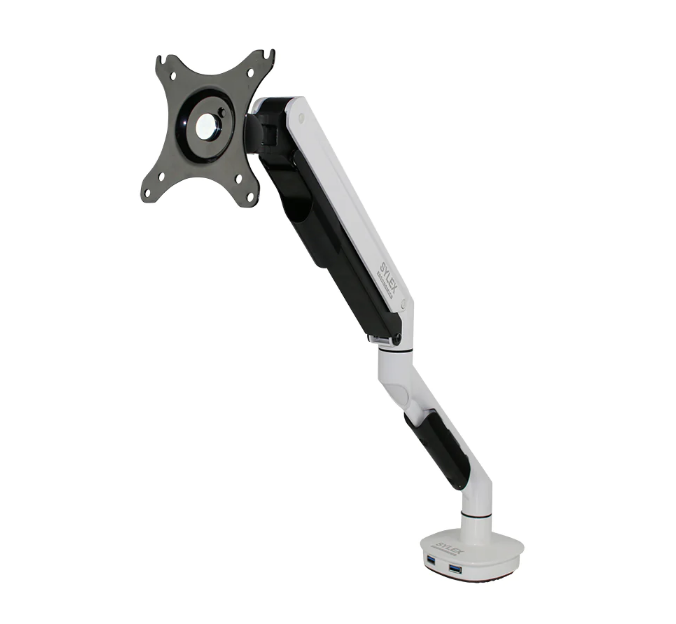 Load image into Gallery viewer, Cutlass Single Monitor Arm with USB Ports White White

